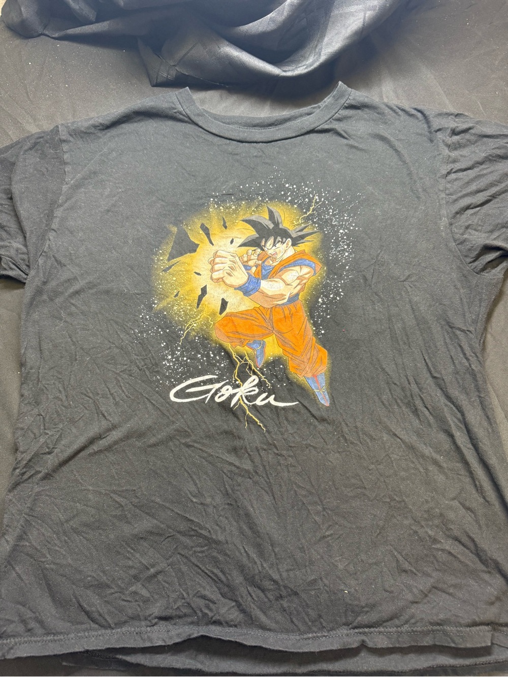 Goku Graphic Short Sleeve Tee - Black with Orange Print